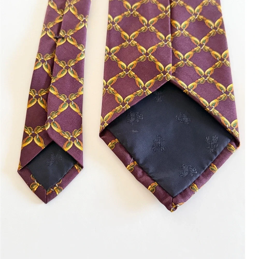 Brooks‎ Brothers Silk Tie Gold Chain Link Pattern Classic Necktie